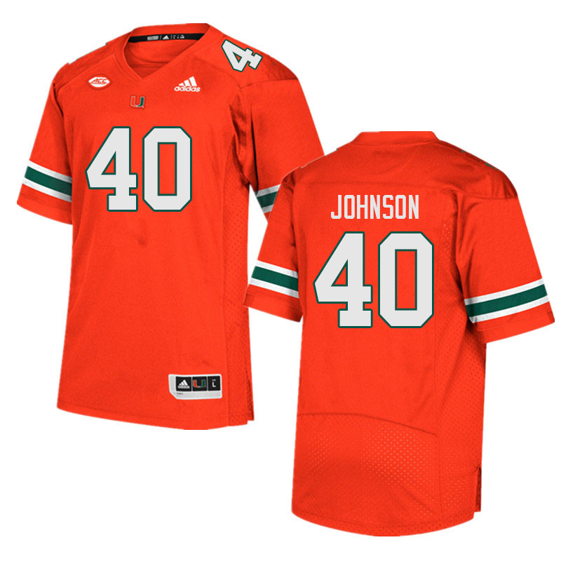 Men #40 Caleb Johnson Miami Hurricanes College Football Jerseys Sale-Orange - Click Image to Close